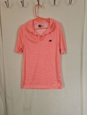New Balance Orange Striped Polo Shirt